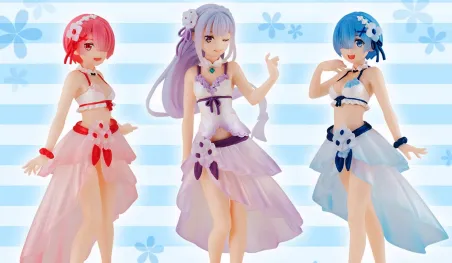 Re:Zero: Emilia, Ram y Rem inspiran un set de figuras de verano