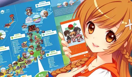 Este mapa de Japón muestra las regiones en las que se han desarrollado distintas series de anime