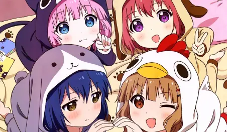 Yuru Yuri: Chinatsu y Kyouko protagonizan un cartel de distanciamiento social