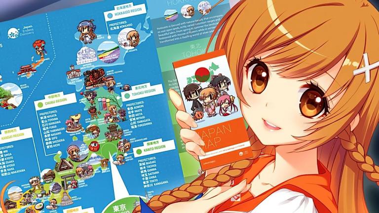 Este mapa de Japón muestra las regiones en las que se han desarrollado distintas series de anime